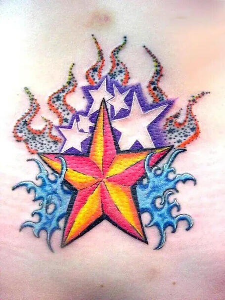 Flaming Star Tattoo